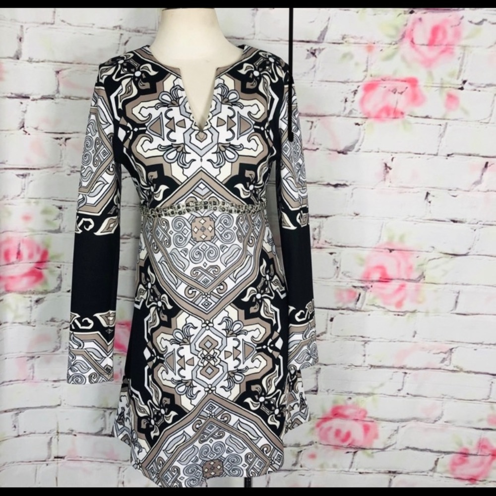 Hale Bob beaded long sleeve special event dress